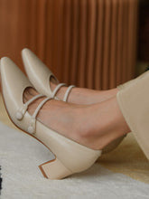 Chaussures à Talon Moyen avec Brides Instep et Perles